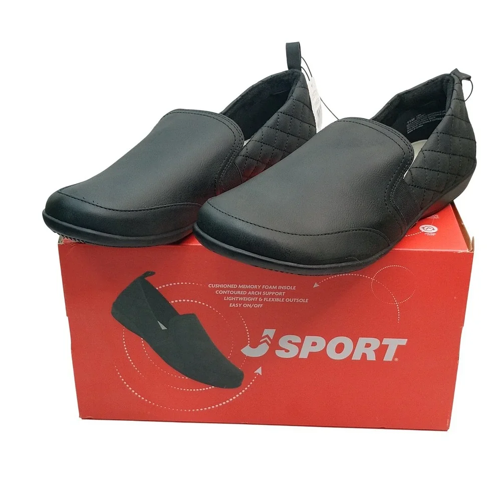 J Sport Lisa Slip On Women Size 10 Black Quilted Memory Foam S5LSA01
